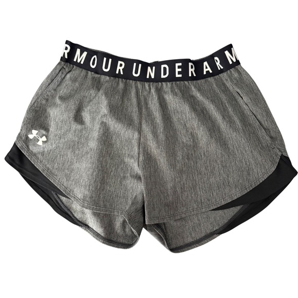 Under Armour Running Shorts Womens M Medium Gray Black Running Athletic Pockets - Picture 2 of 9